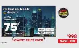 Visions Electronics 75 4K Smart TV offer