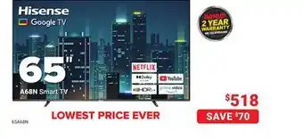Visions Electronics A68N Smart TV 65 offer