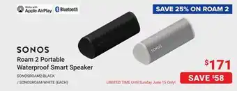 Visions Electronics Sonos Roam 2 Portable Waterproof Smart Speaker offer