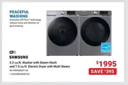 Visions Electronics SAMSUNG 5.2 cu. ft. Washer with Steam Wash and 7.5 cu. ft. Electric Dryer with Multi Steam offer