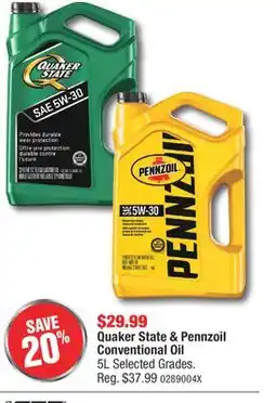 PartSource Quaker State & Pennzoil Conventional Oil offer