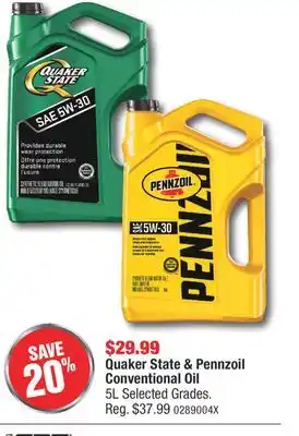 PartSource Quaker State & Pennzoil Conventional Oil offer