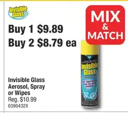 PartSource Invisible Glass Aerosol, Spray or Wipes offer