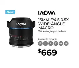 Gosselin Photo Laowa 15mm f/4.5 0.5X Wide-Angle Macro offer