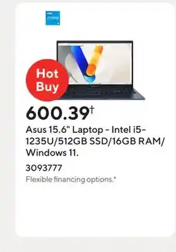 Staples Asus 15.6 Laptop - Intel i5-1235U/512GB SSD/16GB RAM/Windows 11 offer