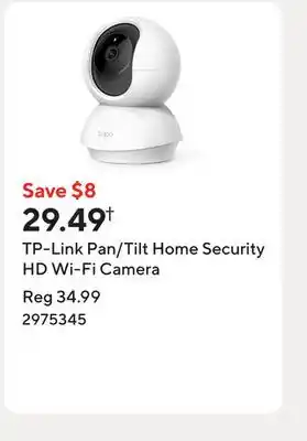 Staples TP-Link Pan/Tilt Home Security HD Wi-Fi Camera offer