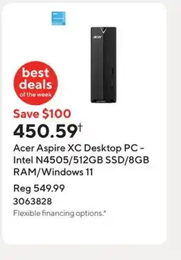 Staples Acer Aspire XC Desktop PC - Intel N4505/512GB SSD/8GB RAM/Windows 11 offer