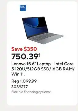 Staples Lenovo 15.6 Laptop - Intel Core 5 120U/512GB SSD/16GB RAM/Win 11 offer