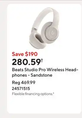 Staples Beats Studio Pro Wireless Headphones - Sandstone offer