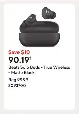 Staples Beats Solo Buds - True Wireless - Matte Black offer