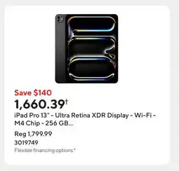 Staples iPad Pro 13 - Ultra Retina XDR Display - Wi-Fi - M4 Chip - 256 GB - Space Black offer