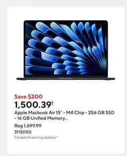 Staples Apple Macbook Air 15 - M4 Chip - 256 GB SSD - 16 GB Unified Memory - Midnight - English offer