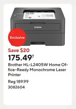 Staples Brother HL-L2405W Home Office-Ready Monochrome Laser Printer offer