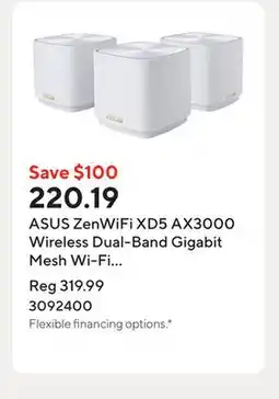 Staples ASUS ZenWiFi XD5 AX3000 Wireless Dual-Band Gigabit Mesh Wi-Fi System - White - 3 Pack offer
