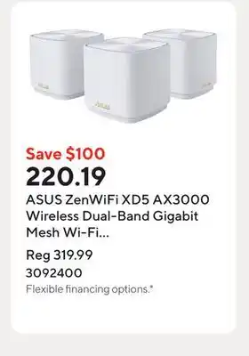 Staples ASUS ZenWiFi XD5 AX3000 Wireless Dual-Band Gigabit Mesh Wi-Fi System - White - 3 Pack offer