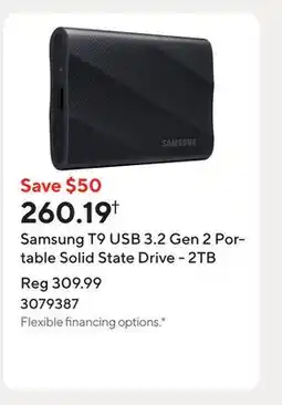 Staples Samsung T9 USB 3.2 Gen 2 Portable Solid State Drive - 2TB offer