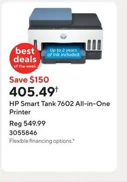 Staples HP Smart Tank 7602 All-in-One Printer offer