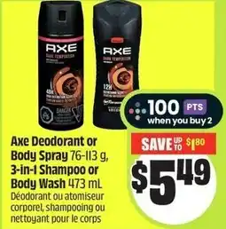 FreshCo Axe deodorant or body spray, 3-in-1 shampoo or body wash offer