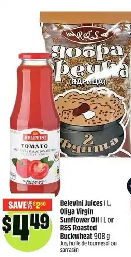 FreshCo Belevini juices oliya virgin sunflower oil or r&s roasted blackwheat offer