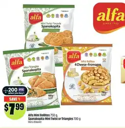 FreshCo Alfa mini rollitos, spanakopita mini twist or triangles offer