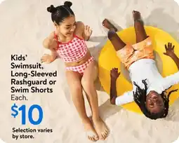 Walmart Kids' swimsuit, long-sleeved rashguard or swim shorts offer