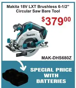 Atlas Tools & Machinery Makita 18V LXT Brushless 6-1/2 Circular Saw Bare Tool offer