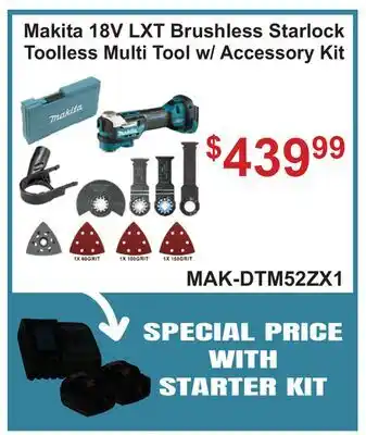 Atlas Tools & Machinery Makita 18V LXT Brushless Starlock Toolless Multi Tool w/Accessory Kit offer