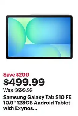 Best Buy Samsung Galaxy Tab S10 FE 10.9 128GB Android Tablet with Exynos 1580 Processor - Grey offer