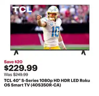 Best Buy TCL 40 S-Series 1080p HD HDR LED Roku OS Smart TV (40S350R-CA) offer