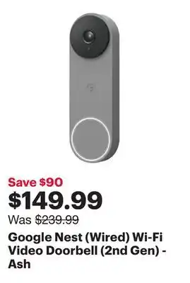 Best Buy Google Nest (Wired) Wi-Fi Video Doorbell (2nd Gen) - Ash offer