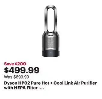 Best Buy Dyson HP02 Pure Hot + Cool Link Air Purifier with HEPA Filter - Steel Black/Nickel offer