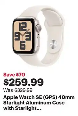 Best Buy Apple Watch SE (GPS) 40mm Starlight Aluminum Case with Starlight Sport Band - Small/Medium offer