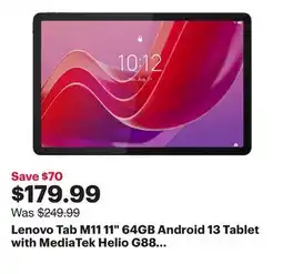 Best Buy Lenovo Tab M11 11 64GB Android 13 Tablet with MediaTek Helio G88 8-Core Processor - Luna Grey offer