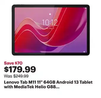 Best Buy Lenovo Tab M11 11 64GB Android 13 Tablet with MediaTek Helio G88 8-Core Processor - Luna Grey offer