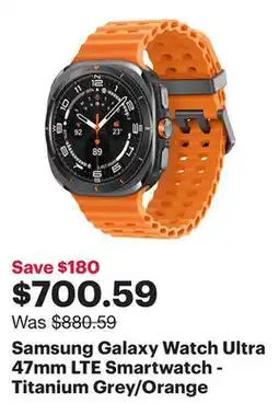 Best Buy Samsung Galaxy Watch Ultra 47mm LTE Smartwatch - Titanium Grey/Orange offer