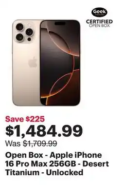 Best Buy Open Box - Apple iPhone 16 Pro Max 256GB - Desert Titanium - Unlocked offer