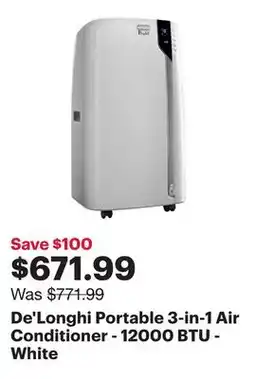 Best Buy De'Longhi Portable 3-in-1 Air Conditioner - 12000 BTU - White offer