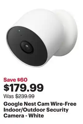 Best Buy Google Nest Cam Wire-Free Indoor/Outdoor Security Camera - White offer