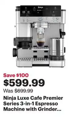 Best Buy Ninja Luxe Cafe Premier Series 3-in-1 Espresso Machine with Grinder - Silver offer