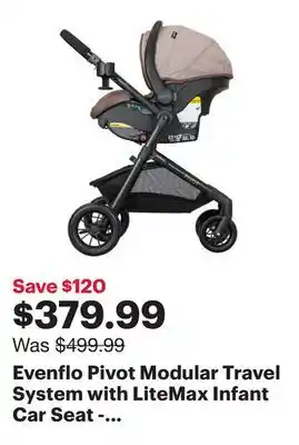 Best Buy Evenflo Pivot Modular Travel System with LiteMax Infant Car Seat - Desert Tan offer