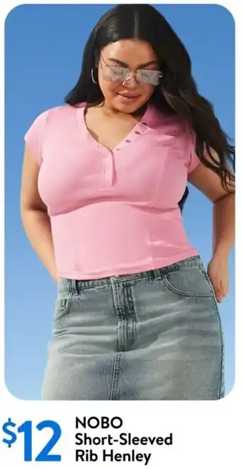 Walmart NOBO Short-Sleeved Rib Henley offer