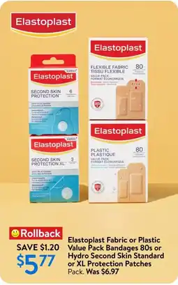 Walmart Elastoplast fabric or plastic value pack bandages 80s or hydro second skin standard or xl protection patches offer