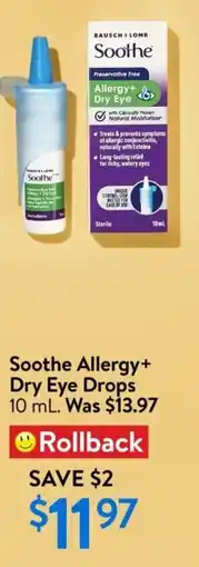 Walmart Soothe allergy+ dry eye drops offer
