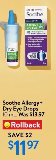 Walmart Soothe allergy+ dry eye drops offer