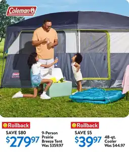 Walmart 9-person prairie breeze tent offer