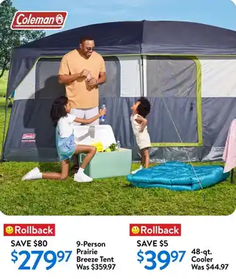 Walmart 9-person prairie breeze tent offer