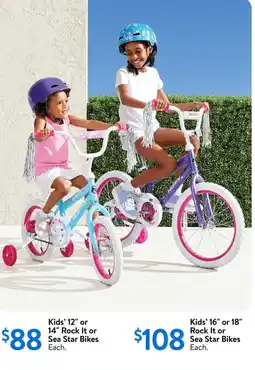 Walmart Kids' 12" or 14" rock it or sea star bikes offer