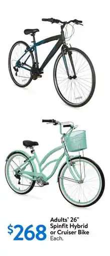 Walmart Adults' 26" spinfit hybrid or cruiser bike offer