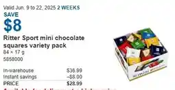Costco Ritter sport mini chocolate squares variety pack offer