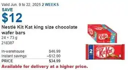 Costco Nestlé kit kat king size chocolate wafer bars offer